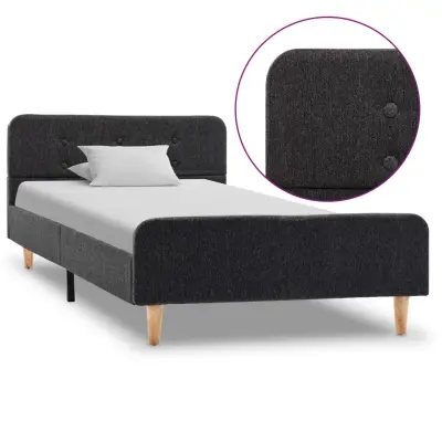 vidaXL Posteljni okvir temno sivo platno 90x200 cm