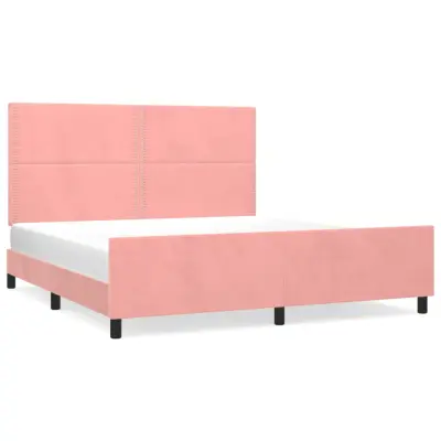vidaXL Posteljni okvir z vzglavjem roza 180x200 cm žamet