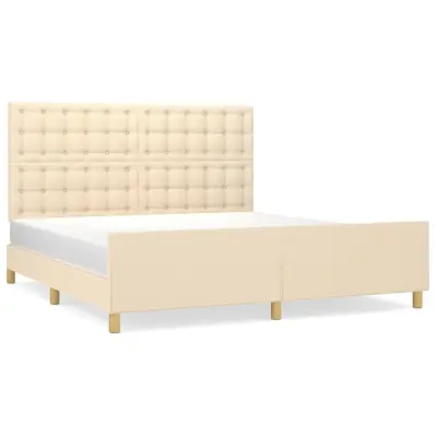 vidaXL Posteljni okvir z vzglavjem krem 180x200 cm blago