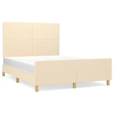 vidaXL Posteljni okvir brez vzmetnice krem 140x200 cm tkanina