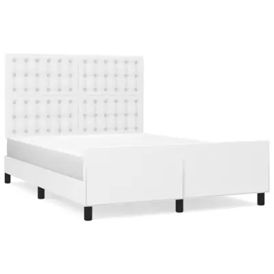 vidaXL Posteljni okvir z vzglavjem bel 140x200 cm umetno usnje