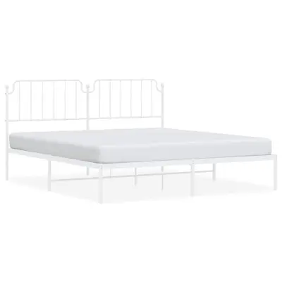 vidaXL Kovinski posteljni okvir z vzglavjem bel 183x213 cm