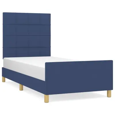 vidaXL posteljni okvir brez vzmetnice Modra 80x200 cm Tkanina