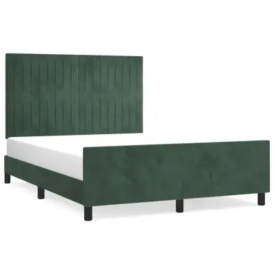 vidaXL Posteljni okvir brez vzmetnice temno zelen 140x200 cm žamet
