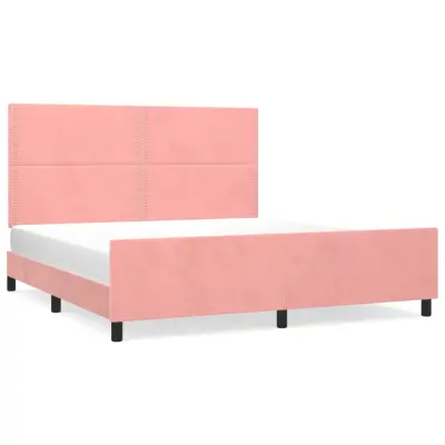 vidaXL Posteljni okvir z vzglavjem roza 160x200 cm žamet