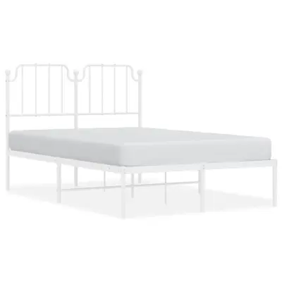 vidaXL Kovinski posteljni okvir z vzglavjem bel 120x200 cm