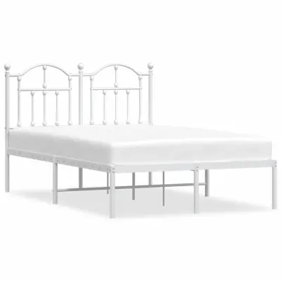vidaXL Kovinski posteljni okvir z vzglavjem bel 120x200 cm