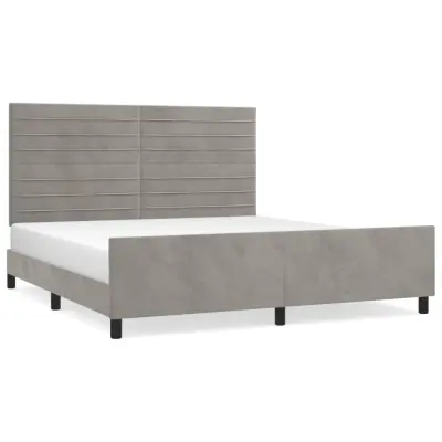 vidaXL Posteljni okvir z vzglavjem svetlo siv 180x200 cm žamet