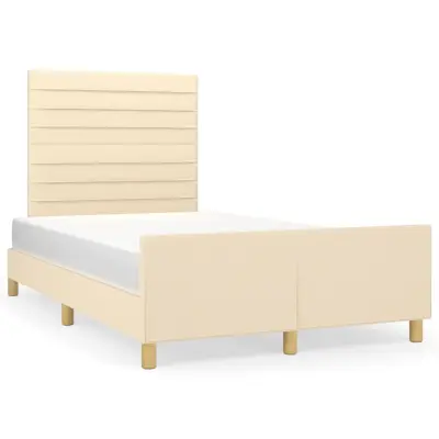 vidaXL Posteljni okvir brez vzmetnice krem 120x200 cm blago