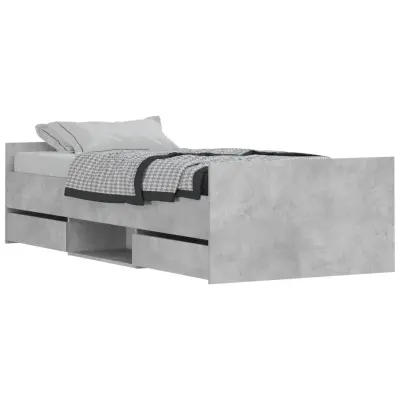 vidaXL Posteljni okvir z vzglavjem in vznožjem betonsko siv 90x200 cm