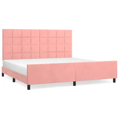 vidaXL Posteljni okvir z vzglavjem roza 200x200 cm žamet
