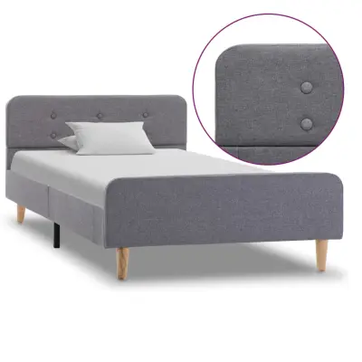 vidaXL Posteljni okvir svetlo sivo blago 90x200 cm