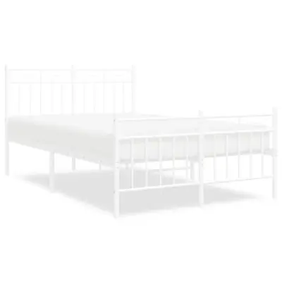 vidaXL Kovinski posteljni okvir z vzglavjem in vznožjem bel 120x190 cm