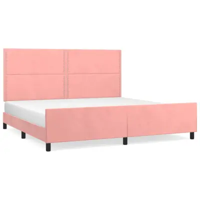 vidaXL Posteljni okvir z vzglavjem roza 200x200 cm žamet