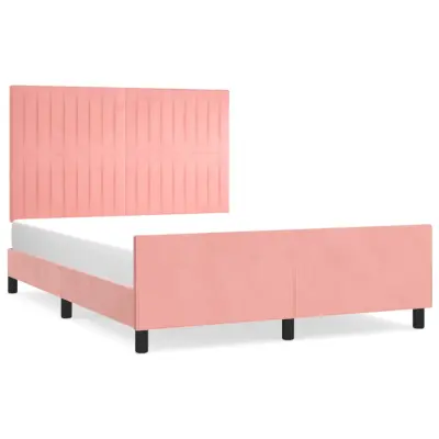 vidaXL Posteljni okvir z vzglavjem roza 140x200 cm žamet