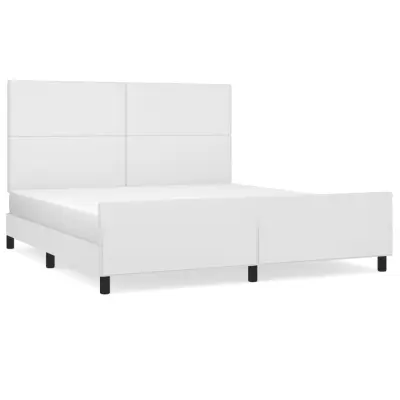 vidaXL Posteljni okvir z vzglavjem bel 160x200 cm umetno usnje