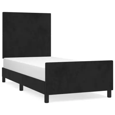 vidaXL Posteljni okvir z vzglavjem črn 80x200 cm žamet