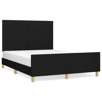 vidaXL Posteljni okvir brez vzmetnice črn 140x190 cm blago