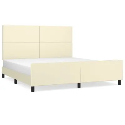 vidaXL Posteljni okvir z vzglavjem krem 180x200 cm umetno usnje