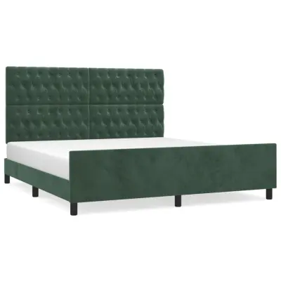 vidaXL Posteljni okvir z vzglavjem temno zelen 180x200 cm žamet