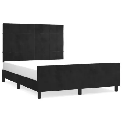 vidaXL Posteljni okvir brez vzmetnice črn 140x200 cm žamet