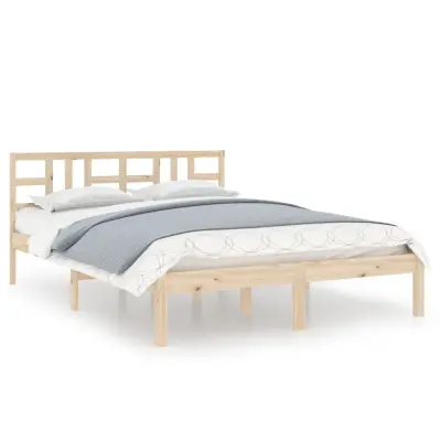 vidaXL Posteljni okvir iz trdnega lesa 135x190 cm