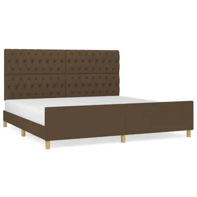 vidaXL Posteljni okvir z vzglavjem temno rjav 200x200 cm blago