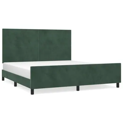 vidaXL Posteljni okvir brez vzmetnice temno zelen 160x200 cm žamet