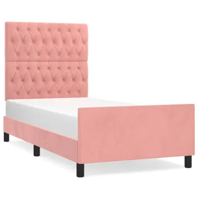 vidaXL Posteljni okvir z vzglavjem roza 100x200 cm žamet