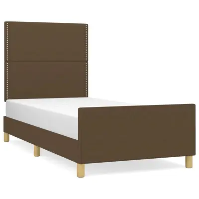 vidaXL Posteljni okvir brez vzmetnice temno rjav 90x200 cm blago
