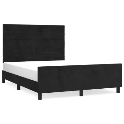 vidaXL Posteljni okvir brez vzmetnice črn 140x200 cm žamet