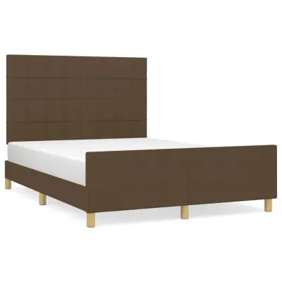vidaXL Posteljni okvir brez vzmetnice temno rjav 140x190 cm blago