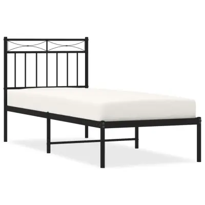 vidaXL Kovinski posteljni okvir z vzglavjem črn 80x200 cm