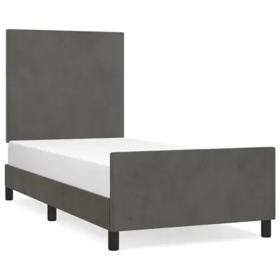 vidaXL Posteljni okvir brez vzmetnice temno siv 100x200 cm žamet