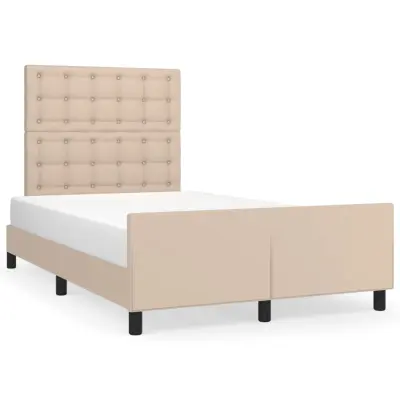 vidaXL Posteljni okvir z vzglavjem kapučino 120x200 cm umetno usnje