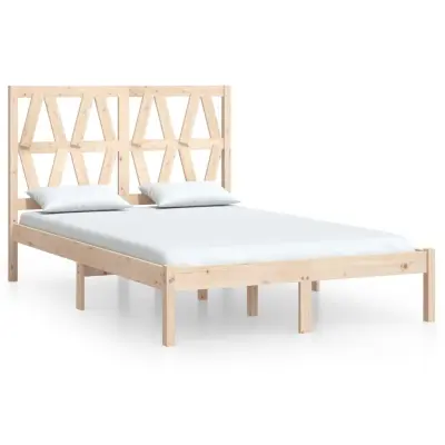 vidaXL Posteljni okvir iz trdne borovine 135x190 cm
