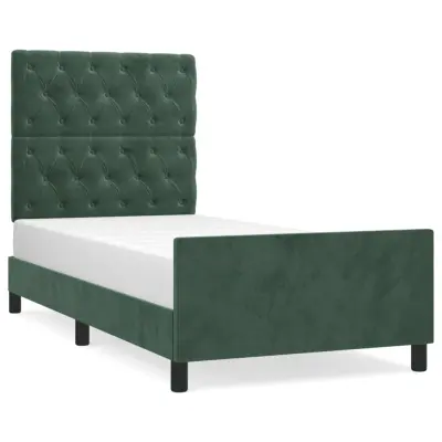 vidaXL Posteljni okvir brez vzmetnice temno zelen 80x200 cm žamet