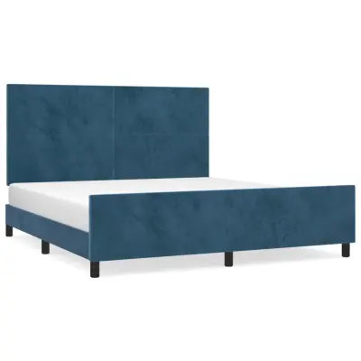 vidaXL Posteljni okvir z vzglavjem temno moder 180x200 cm žamet