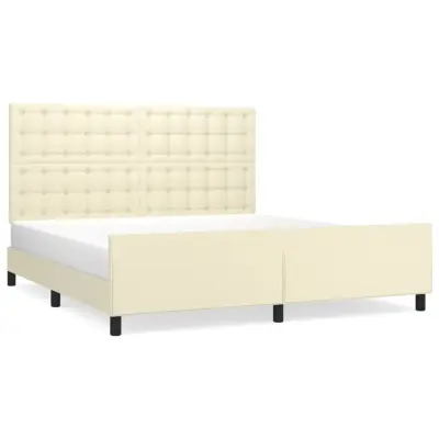 vidaXL Posteljni okvir z vzglavjem krem 180x200 cm umetno usnje