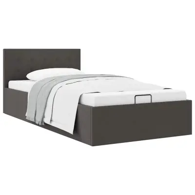 vidaXL Dvižni posteljni okvir temno sivo blago 90x200 cm