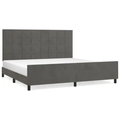 vidaXL Posteljni okvir brez vzmetnice temno siv 200x200 cm žamet