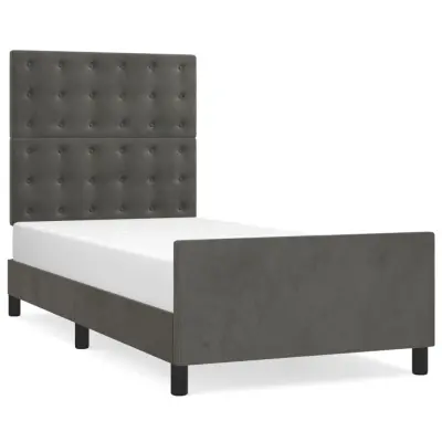 vidaXL Posteljni okvir brez vzmetnice temno siv 100x200 cm žamet