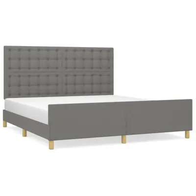 vidaXL Posteljni okvir z vzglavjem temno siv 160x200 cm blago