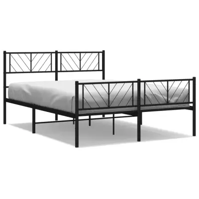 vidaXL Kovinski posteljni okvir z vzglavjem in vznožjem črn 140x200 cm