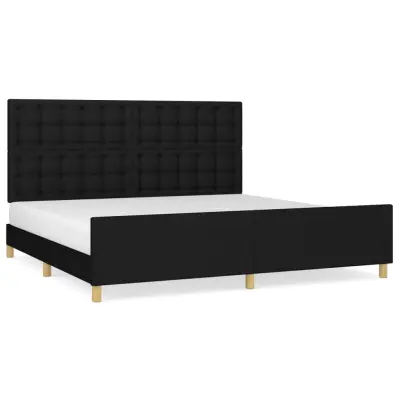 vidaXL Posteljni okvir brez vzmetnice črn 200x200 cm blago