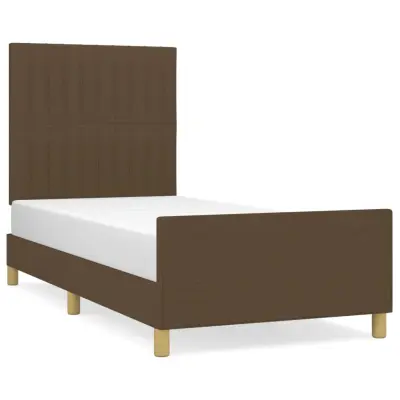 vidaXL Posteljni okvir brez vzmetnice temno rjav 90x200 cm blago