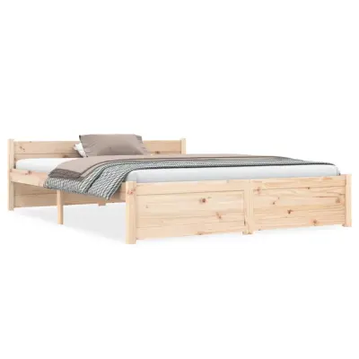 vidaXL Posteljni okvir iz trdnega lesa 140x190 cm