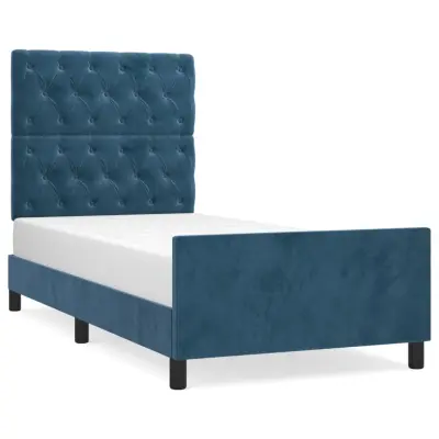vidaXL Posteljni okvir brez vzmetnice temno moder 80x200 cm žamet