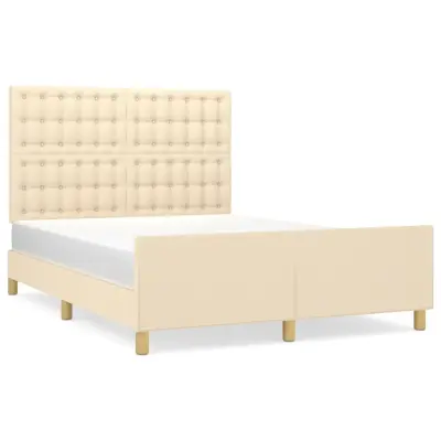vidaXL Posteljni okvir brez vzmetnice krem 140x190 cm blago