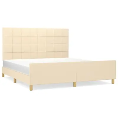 vidaXL Posteljni okvir brez vzmetnice krem 180x200 cm blago